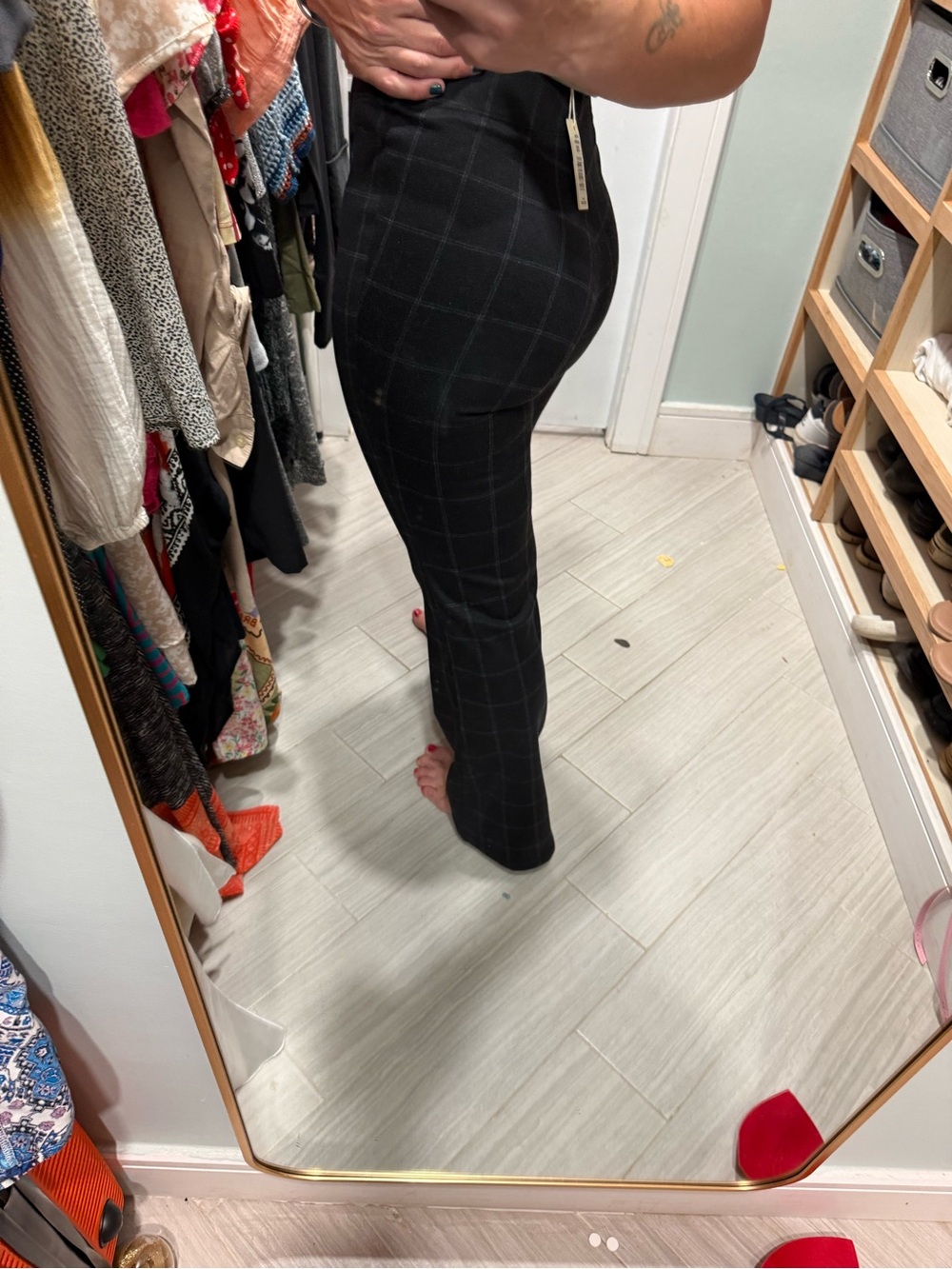 Max Studio Black Windowpane Flare Jeans